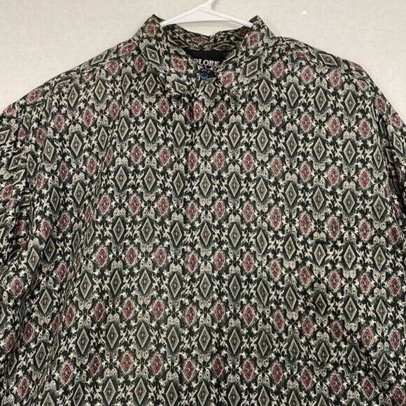 Colore Italia Silk Shirt, Short Sleeves, Hidden Buttons, Oversized Medium - Picture 2 of 10